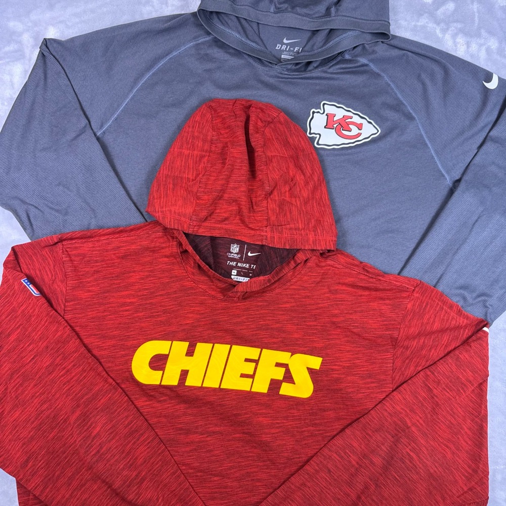 Nike Kansas City Chiefs Dri-FIT Hoodie Lot of 2 Mens XL Grey Red NFL Shirt Lot*
